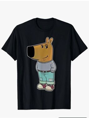 Amazon Black Graphic Tee with Cartoon Dog in Mint Jeans